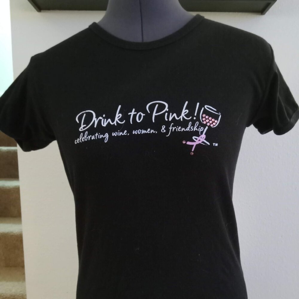 "Drink to Pink"‎ Breast Cancer Black T-shirt
